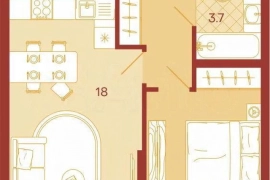 1-к. квартира, 36 м², 2/18 эт.