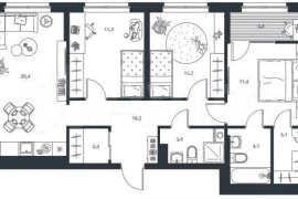 3-к. квартира, 81,7 м², 2/18 эт.